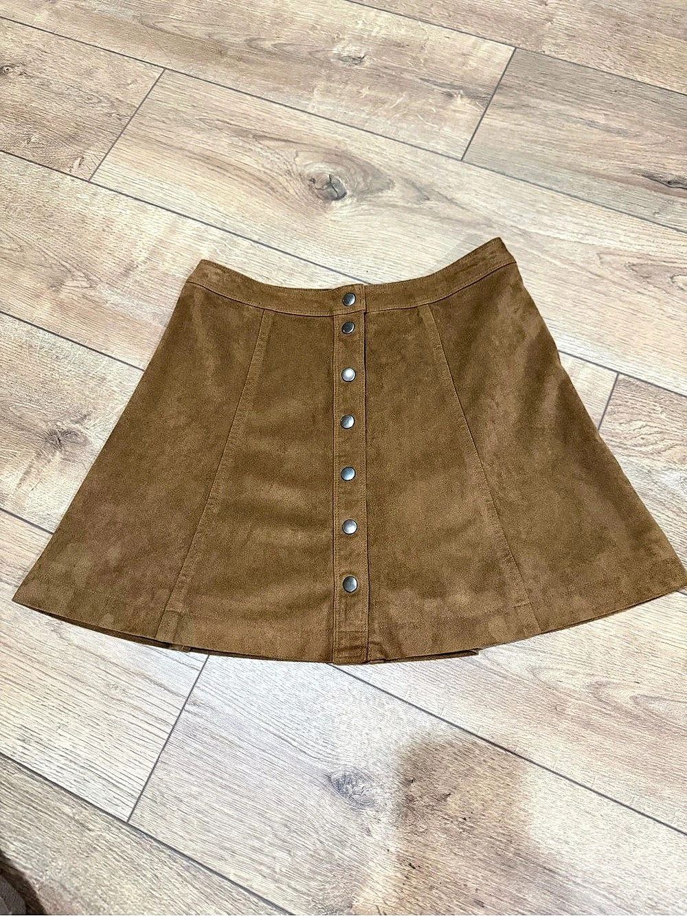 Abercrombie & Fitch Faux Suede Button-Front Mini Skirt Brown Size 2 Like New